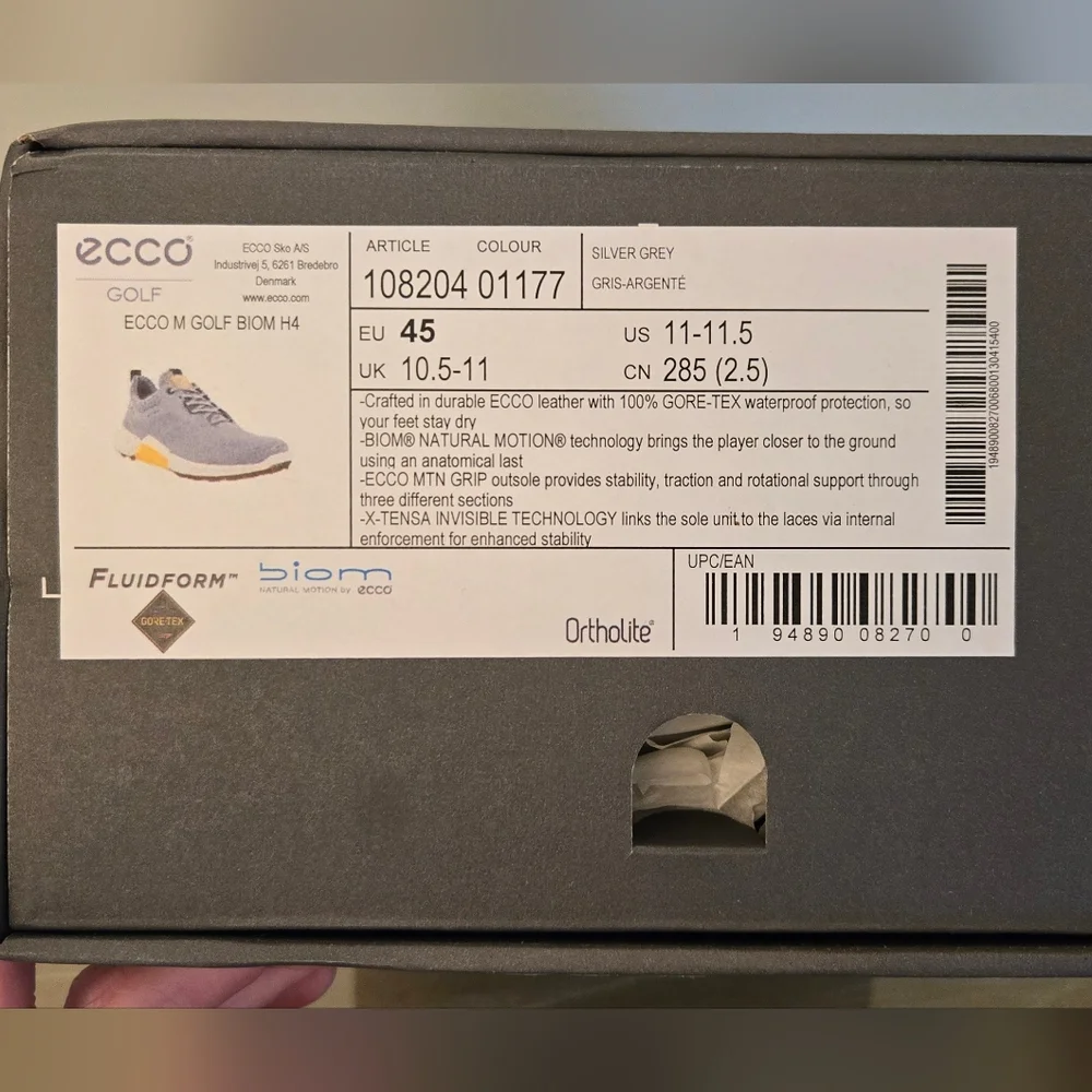 GOLF Ecco Men's Gray and Yellow Sneakers Biom Cloudlite 11-11.5 BNIB - Picture 5 of 6